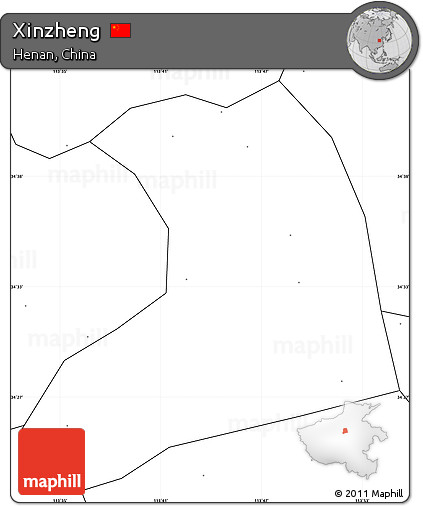 Blank Simple Map of Xinzheng, no labels