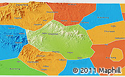 Physical 3D Map of Yu Xian, political outside