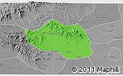 Political 3D Map of Yu Xian, desaturated