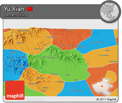 Political 3D Map of Yu Xian