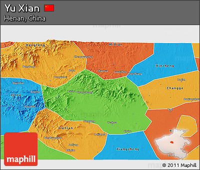 Political 3D Map of Yu Xian