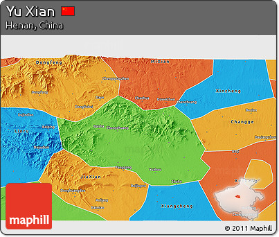 Political 3D Map of Yu Xian