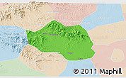 Political 3D Map of Yu Xian, lighten