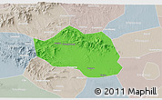 Political 3D Map of Yu Xian, lighten, semi-desaturated