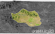 Satellite 3D Map of Yu Xian, darken, desaturated