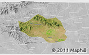 Satellite 3D Map of Yu Xian, lighten, desaturated