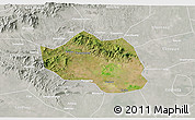 Satellite 3D Map of Yu Xian, lighten, semi-desaturated