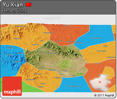 Satellite 3D Map of Yu Xian, political outside