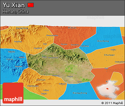 Satellite 3D Map of Yu Xian, political outside