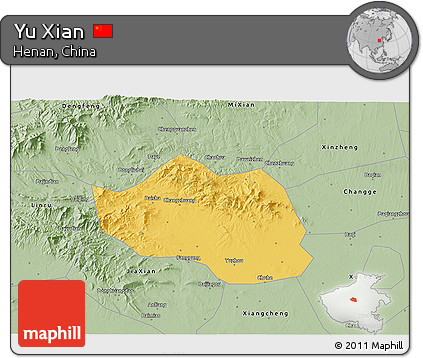 Savanna Style 3D Map of Yu Xian