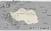 Shaded Relief 3D Map of Yu Xian, darken, desaturated
