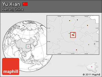 Blank Location Map of Yu Xian, highlighted country