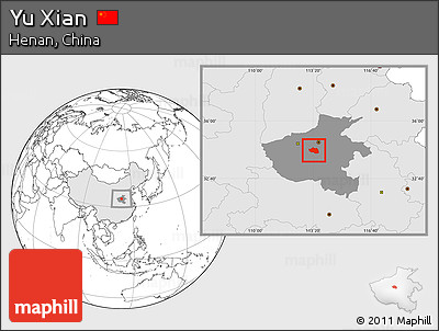 Blank Location Map of Yu Xian, highlighted country, highlighted parent region