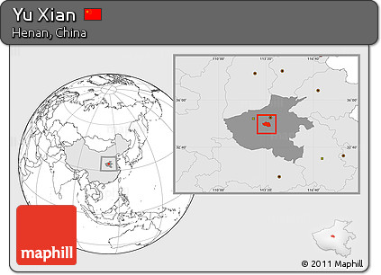 Blank Location Map of Yu Xian, highlighted country, highlighted parent region