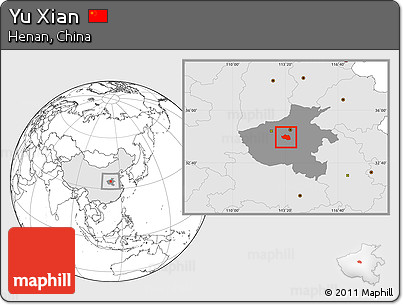 Blank Location Map of Yu Xian, highlighted country, highlighted parent region