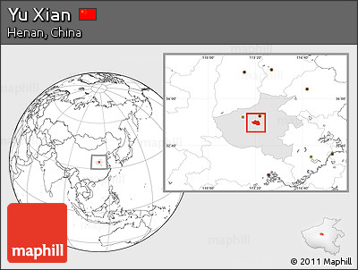 Blank Location Map of Yu Xian, highlighted parent region