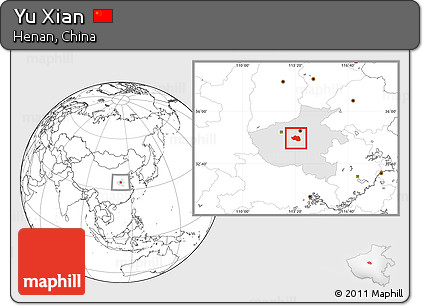 Blank Location Map of Yu Xian, highlighted parent region