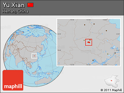 Gray Location Map of Yu Xian