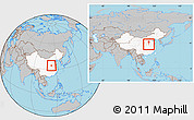 Gray Location Map of Yu Xian, highlighted country, within the entire country