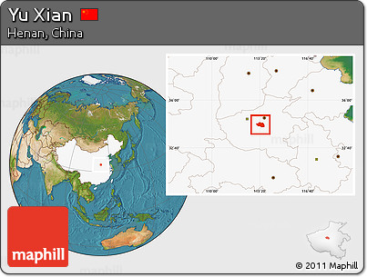 Satellite Location Map of Yu Xian, highlighted country