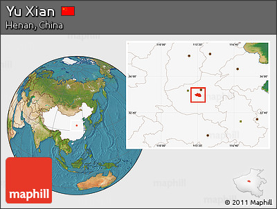 Satellite Location Map of Yu Xian, highlighted country
