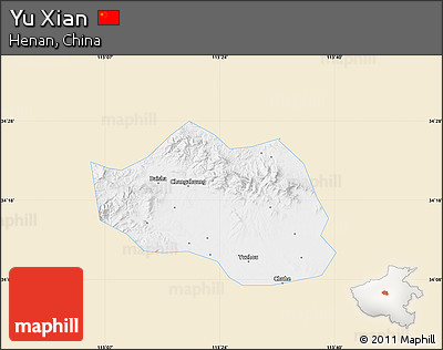 Classic Style Map of Yu Xian, single color outside