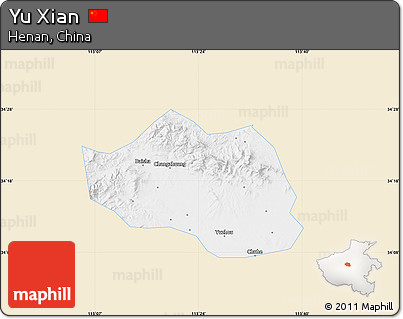 Classic Style Map of Yu Xian, single color outside