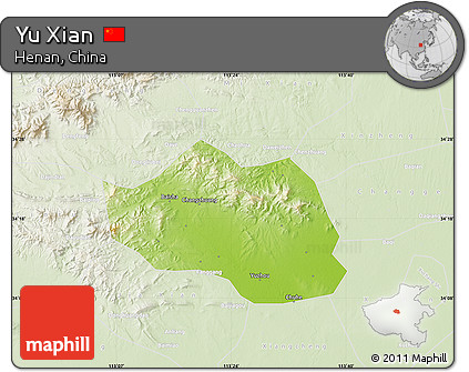 Physical Map of Yu Xian, lighten
