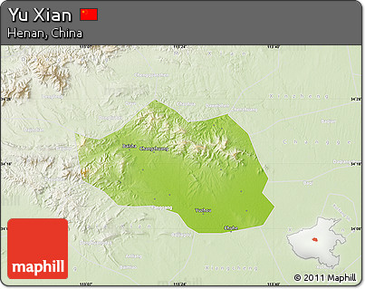 Physical Map of Yu Xian, lighten