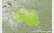 Physical Map of Yu Xian, semi-desaturated