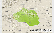 Physical Map of Yu Xian, shaded relief outside
