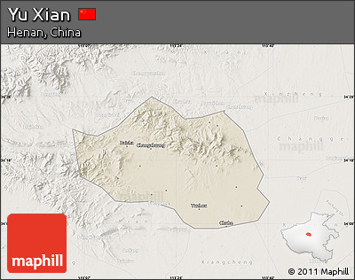 Shaded Relief Map of Yu Xian, lighten
