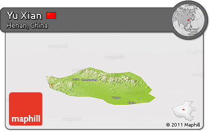 Physical Panoramic Map of Yu Xian, cropped outside