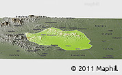 Physical Panoramic Map of Yu Xian, darken, semi-desaturated