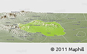 Physical Panoramic Map of Yu Xian, semi-desaturated