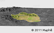 Satellite Panoramic Map of Yu Xian, darken, desaturated