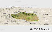 Satellite Panoramic Map of Yu Xian, shaded relief outside