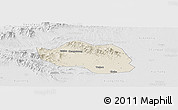 Shaded Relief Panoramic Map of Yu Xian, lighten, desaturated