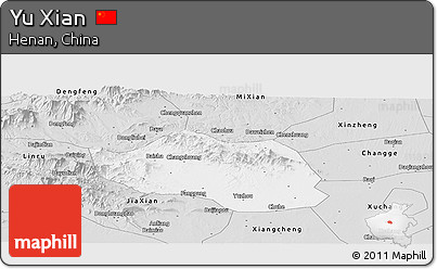 Silver Style Panoramic Map of Yu Xian