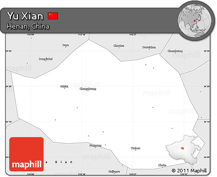 Silver Style Simple Map of Yu Xian