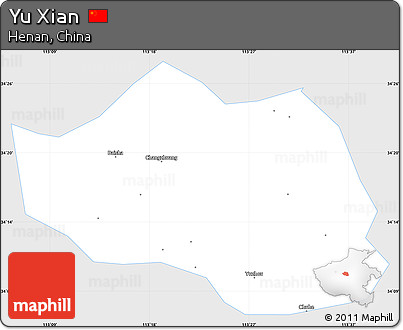 Silver Style Simple Map of Yu Xian, single color outside