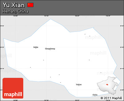 Silver Style Simple Map of Yu Xian, single color outside