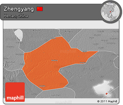 Political 3D Map of Zhengyang, desaturated