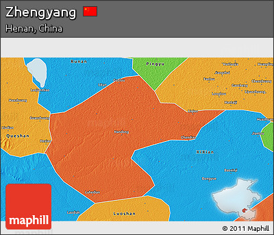 Political 3D Map of Zhengyang