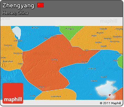 Political 3D Map of Zhengyang