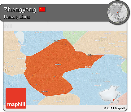 Political 3D Map of Zhengyang, lighten