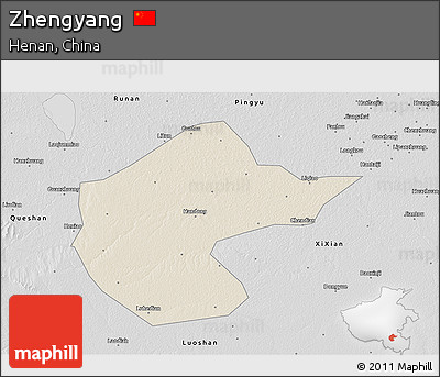 Shaded Relief 3D Map of Zhengyang, desaturated