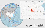 Gray Location Map of Zhengyang, highlighted country, hill shading