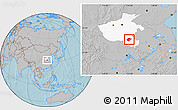 Gray Location Map of Zhengyang, highlighted parent region, hill shading