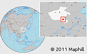 Gray Location Map of Zhengyang, highlighted parent region